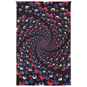 3D Glow-in-the-Dark Magic Mushroom Spiral Tapestry by Sunshine Joy